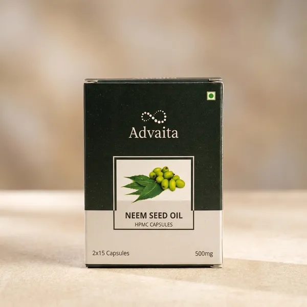 Advaita_Neem_Seed_Oil_Pure_Ayurvedic_Potency_500_Mg_Hpmc_Capsules