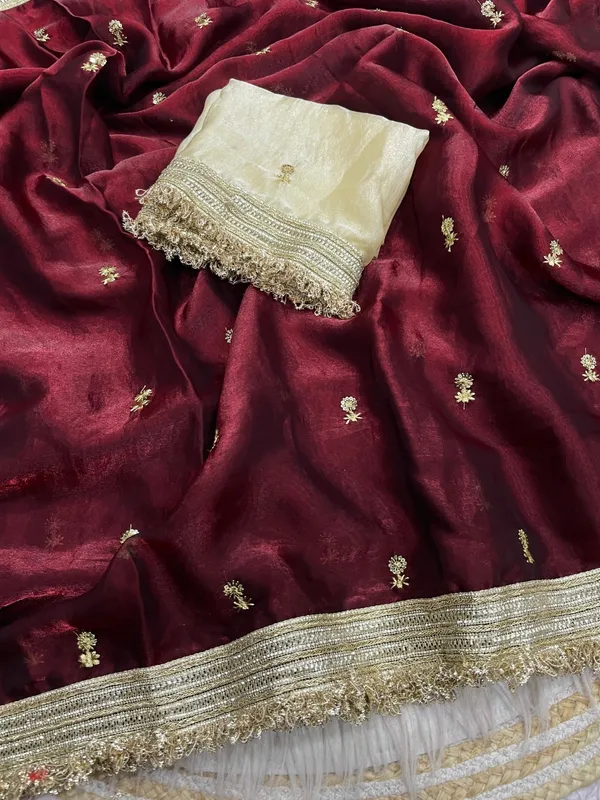 Fandy_sattin_Fabric_With_Beautiful_Sequence__butti__all_over__Saree_With_Rich_elegant_lace_on_either_sid