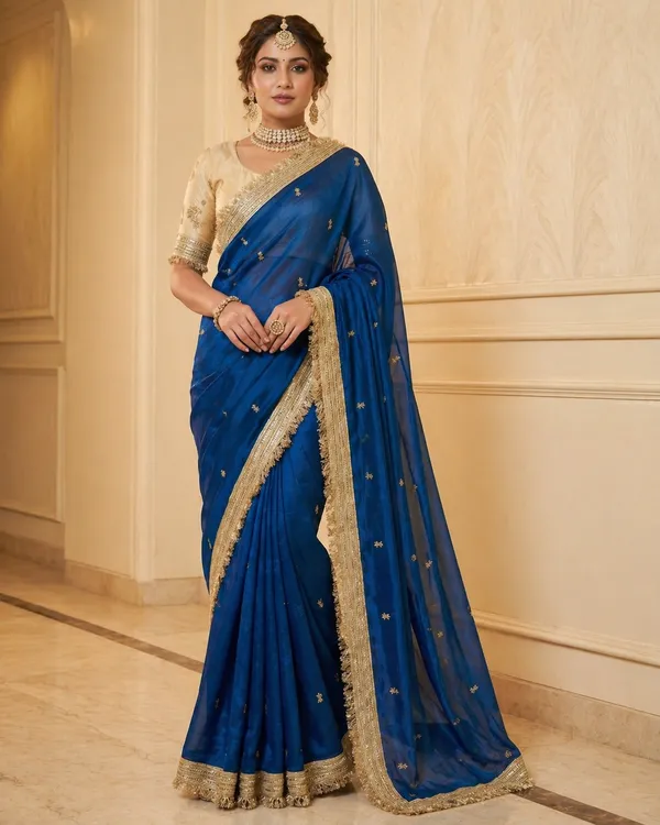 Fandy_sattin_Fabric_With_Beautiful_Sequence__butti__all_over__Saree_With_Rich_elegant_lace_on_either_side