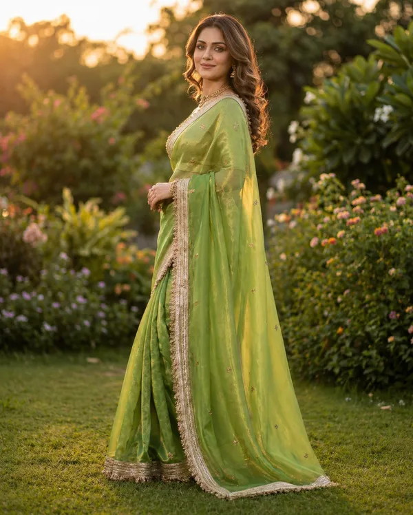Fandy_sattin_Fabric_With_Beautiful_Sequence__butti__all_over__Saree_With_Rich_elegant_lace_on_either_side