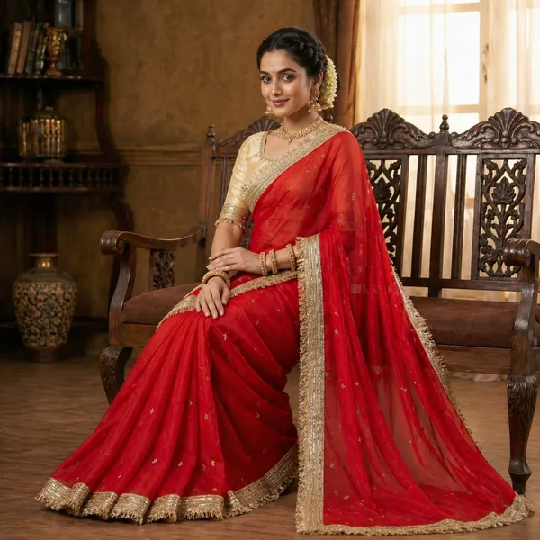 Fandy_sattin_Fabric_With_Beautiful_Sequence__butti__all_over__Saree_With_Rich_elegant_lace_on_either_side