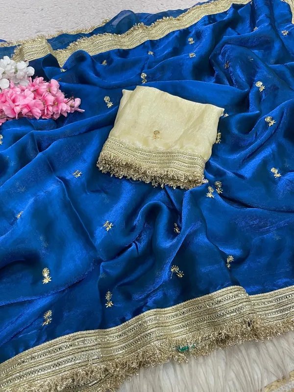Fandy_sattin_Fabric_With_Beautiful_Sequence__butti__all_over__Saree_With_Rich_elegant_lace_on_either_side