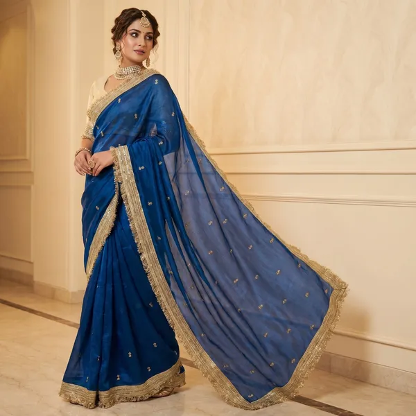 Fandy_sattin_Fabric_With_Beautiful_Sequence__butti__all_over__Saree_With_Rich_elegant_lace_on_either_side