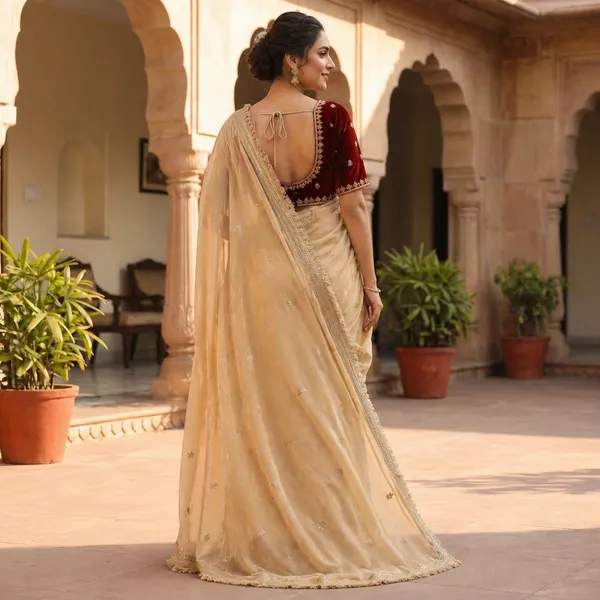 Fandy_sattin_Fabric_With_Beautiful_Sequence__butti__all_over__Saree_With_Rich_elegant_lace_on_either_side