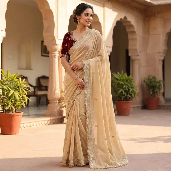 Fandy_sattin_Fabric_With_Beautiful_Sequence__butti__all_over__Saree_With_Rich_elegant_lace_on_either_side