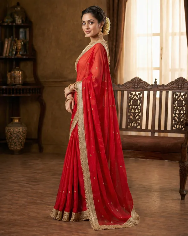 Fandy_sattin_Fabric_With_Beautiful_Sequence__butti__all_over__Saree_With_Rich_elegant_lace_on_either_side