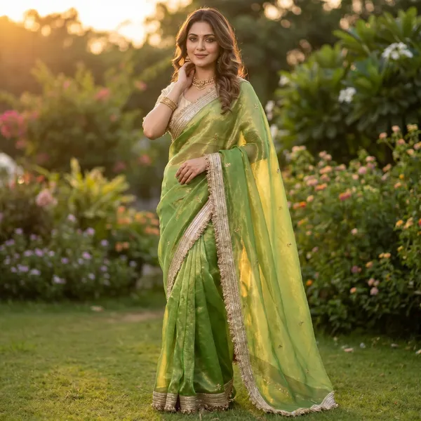 Fandy_sattin_Fabric_With_Beautiful_Sequence__butti__all_over__Saree_With_Rich_elegant_lace_on_either_side