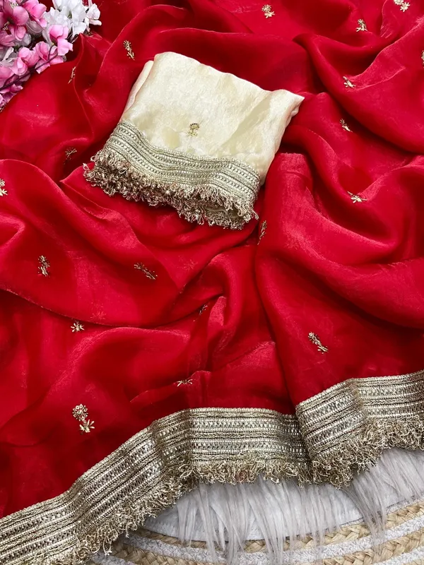 Fandy_sattin_Fabric_With_Beautiful_Sequence__butti__all_over__Saree_With_Rich_elegant_lace_on_either_side