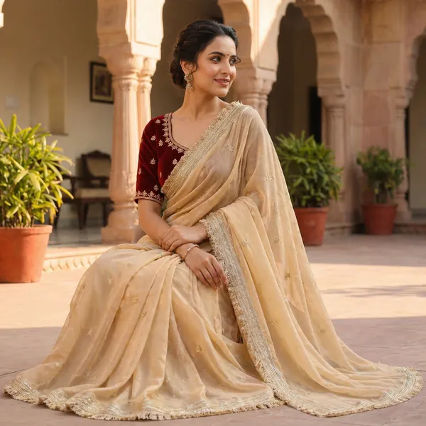 Fandy_sattin_Fabric_With_Beautiful_Sequence__butti__all_over__Saree_With_Rich_elegant_lace_on_either_side