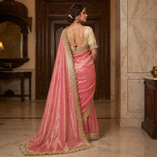 Fandy_sattin_Fabric_With_Beautiful_Sequence__butti__all_over__Saree_With_Rich_elegant_lace_on_either_side