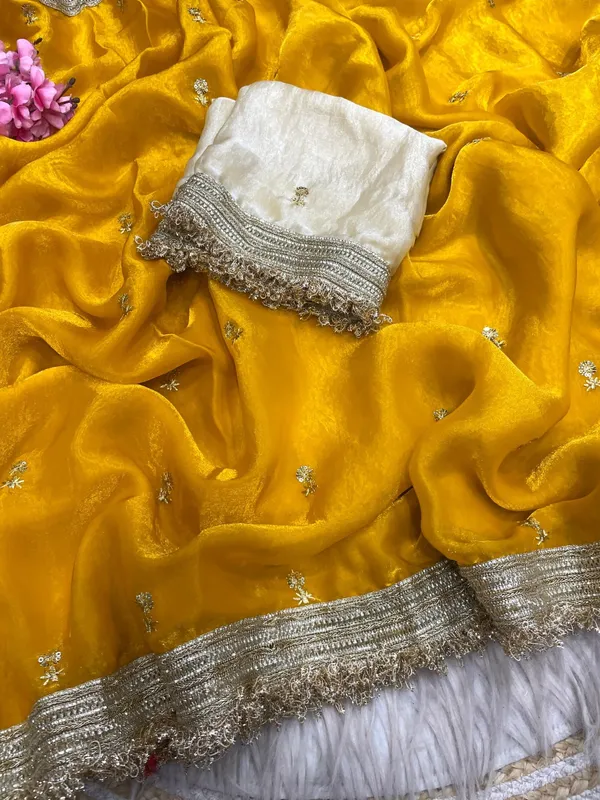 Fandy_sattin_Fabric_With_Beautiful_Sequence__butti__all_over__Saree_With_Rich_elegant_lace_on_either_side