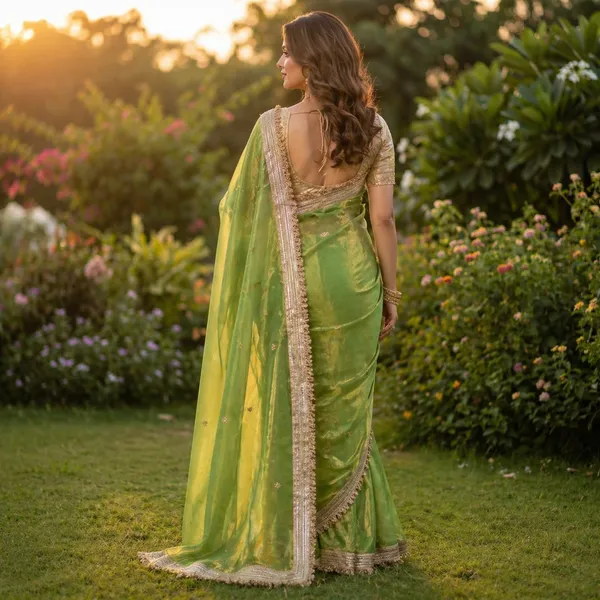 Fandy_sattin_Fabric_With_Beautiful_Sequence__butti__all_over__Saree_With_Rich_elegant_lace_on_either_side