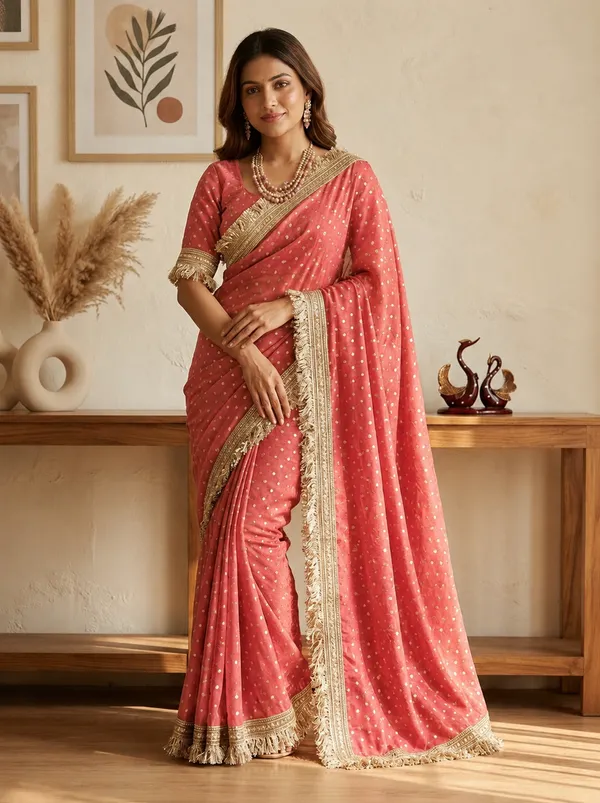 N*C_Moss__Fabric_With_Beautiful__Jari_butti__all_over__Saree_With_Rich_elegant_lace_on_either_side