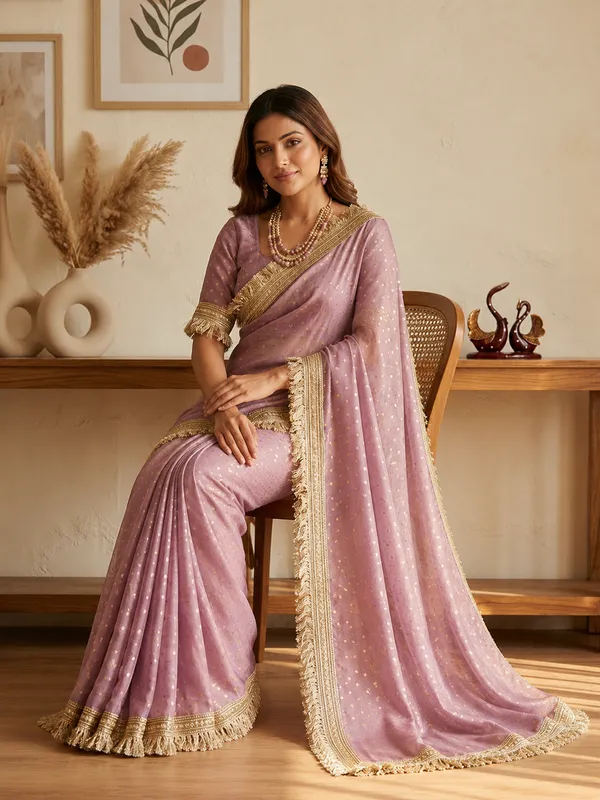 N*C_Moss__Fabric_With_Beautiful__Jari_butti__all_over__Saree_With_Rich_elegant_lace_on_either_side