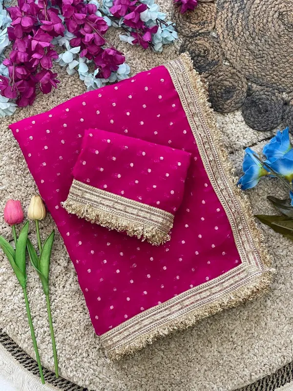 N*C_Moss__Fabric_With_Beautiful__Jari_butti__all_over__Saree_With_Rich_elegant_lace_on_either_side