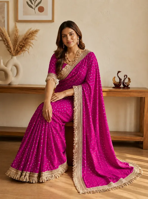 N*C_Moss__Fabric_With_Beautiful__Jari_butti__all_over__Saree_With_Rich_elegant_lace_on_either_side
