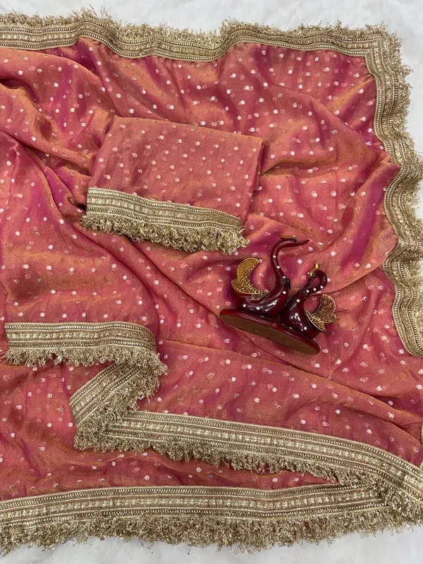 N*C_Moss__Fabric_With_Beautiful__Jari_butti__all_over__Saree_With_Rich_elegant_lace_on_either_side