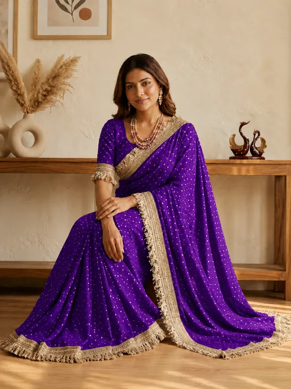 N*C_Moss__Fabric_With_Beautiful__Jari_butti__all_over__Saree_With_Rich_elegant_lace_on_either_side