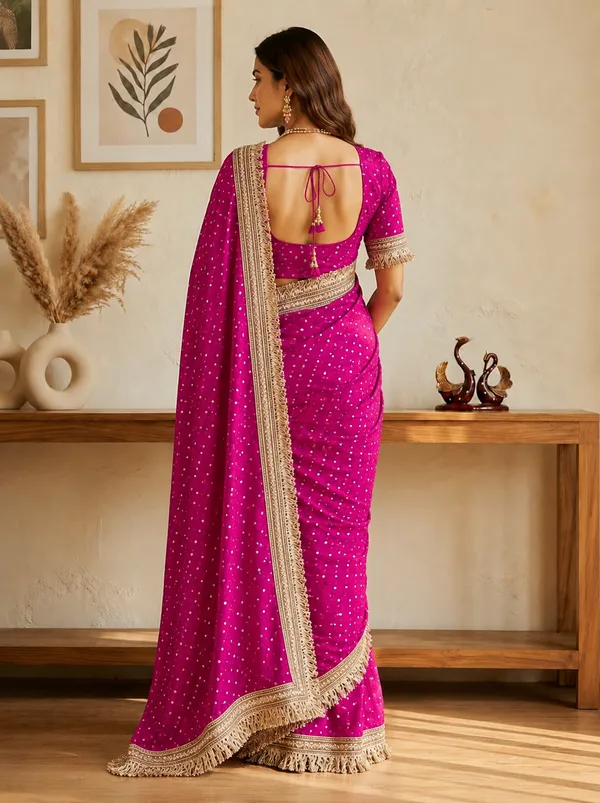 N*C_Moss__Fabric_With_Beautiful__Jari_butti__all_over__Saree_With_Rich_elegant_lace_on_either_side