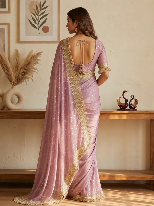 N*C_Moss__Fabric_With_Beautiful__Jari_butti__all_over__Saree_With_Rich_elegant_lace_on_either_side