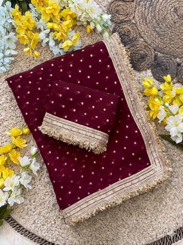 N*C_Moss__Fabric_With_Beautiful__Jari_butti__all_over__Saree_With_Rich_elegant_lace_on_elegant_lace_on_either_side