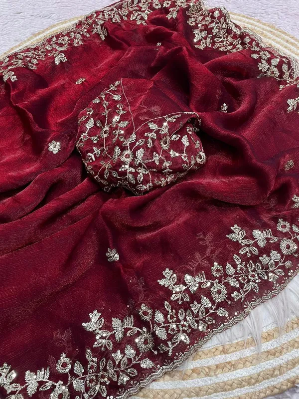 Red_Pure_Fandy_Chiffon_Sarees_With_Amazing_3_Mm_C_Pallu_Sequence_Work