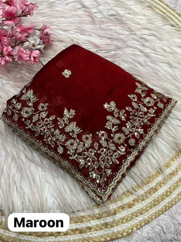 Red_Pure_Fandy_Chiffon_Sarees_With_Amazing_3_Mm_C_Pallu_Sequence_Work