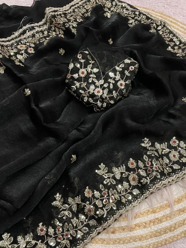 Black_Pure_Fandy_Chiffon_Sarees_With_Amazing_3_Mm_C_Pallu_Sequence_Work_With_Cut__Work_Border