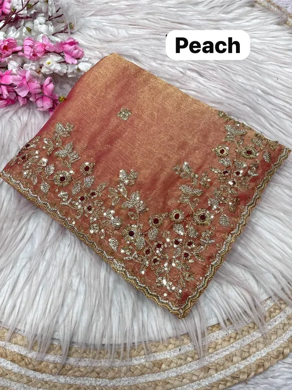 Orange_Pure_Fandy_Chiffon_Sarees_With_Amazing_3_Mm_C_Pallu_Sequence_Work_With_Cut__Work_Border