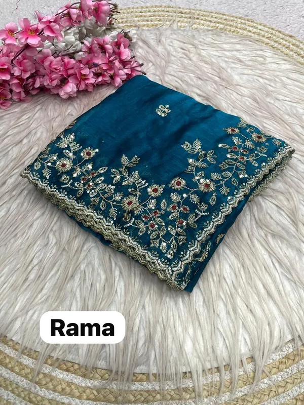 Rama_Blue_Pure_Fandy_Chiffon_Sarees_With_Amazing_3_Mm_C_Pallu_Sequence_Work_With_Cut__Work_Border