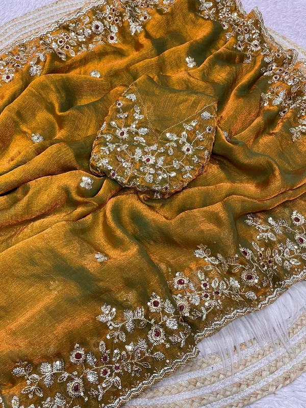 Golden_Pure_Fandy_Chiffon_Sarees_With_Amazing_3_Mm_C_Pallu_Sequence_Work_With_Cut__Work_Border