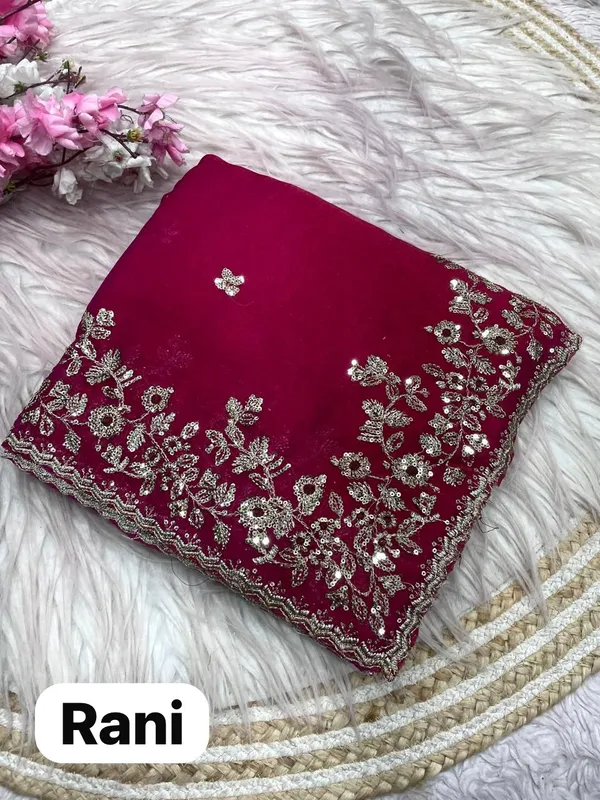 Rani_Pink_Pure_Fandy_Chiffon_Sarees_With_Amazing_3_Mm_C_Pallu_Sequence_Work_With_Cut__Work_Border