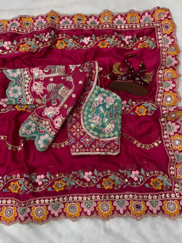 Pure_Soft_Rangoli_Silk_Fabric__With_Beautiful_Sequance_and_dori_Embroidery_Work_with_Real_Mirror