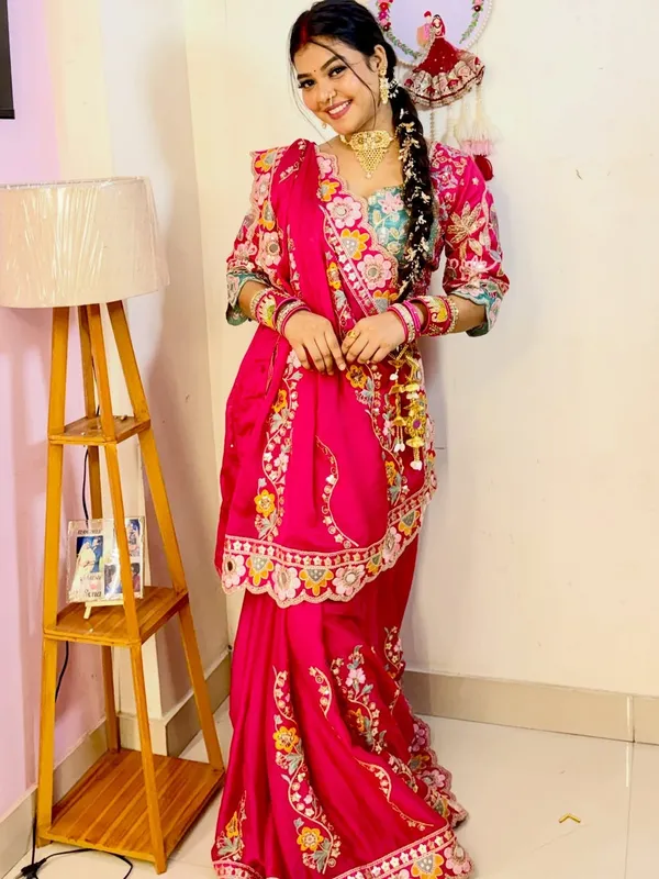 Pure_Soft_Rangoli_Silk_Fabric__With_Beautiful_Sequance_and_dori_Embroidery_Work_with_Real_Mirror