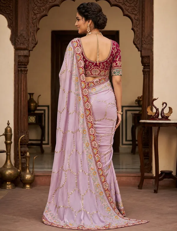 Pure_Soft_Rangoli_Silk_Fabric__With_Beautiful_Sequance_and_dori_Embroidery_Work_with_Real_Mirror