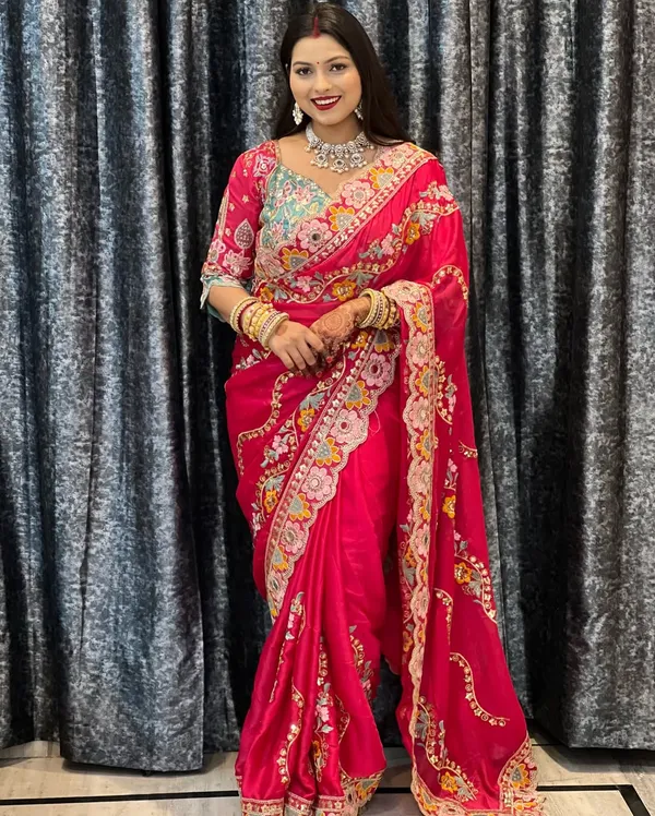 Pure_Soft_Rangoli_Silk_Fabric__With_Beautiful_Sequance_and_dori_Embroidery_Work_with_Real_Mirror