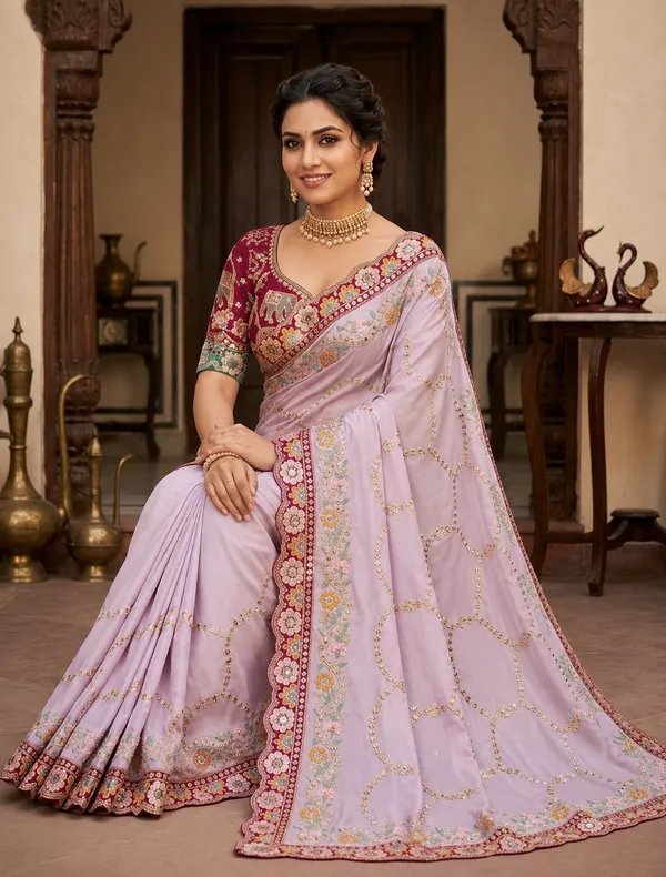 Pure_Soft_Rangoli_Silk_Fabric__With_Beautiful_Sequance_and_dori_Embroidery_Work_with_Real_Mirror