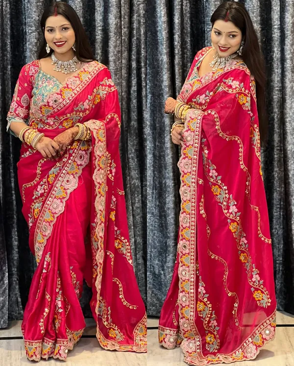 Pure_Soft_Rangoli_Silk_Fabric__With_Beautiful_Sequance_and_dori_Embroidery_Work_with_Real_Mirror
