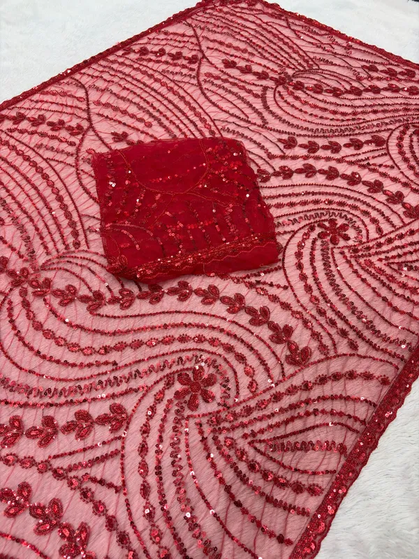 Pure__Soft_Net_With_Beautiful_Original_Tone_To_Tone_Beads_Work_with_Cut__work_border