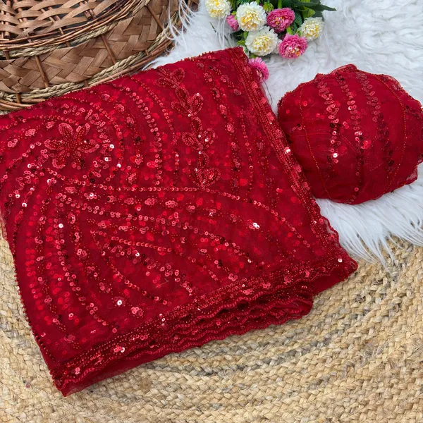 Pure__Soft_Net_With_Beautiful_Original_Tone_To_Tone_Beads_Work_with_Cut__work_border