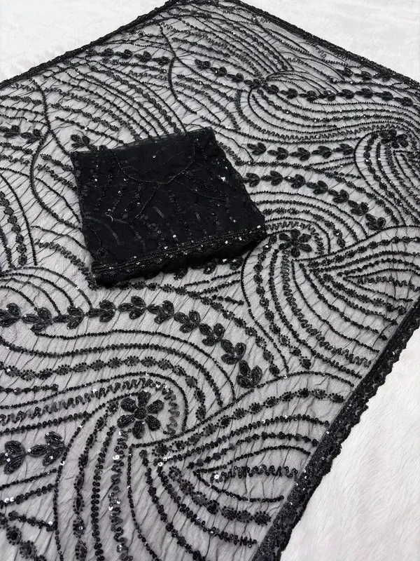 Pure__Soft_Net_With_Beautiful_Original_Tone_To_Tone_Beads_Work_with_Cut__work_border