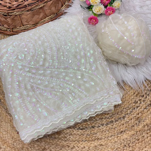 Pure__Soft_Net_With_Beautiful_Original_Tone_To_Tone_Beads_Work_with_Cut__work_border