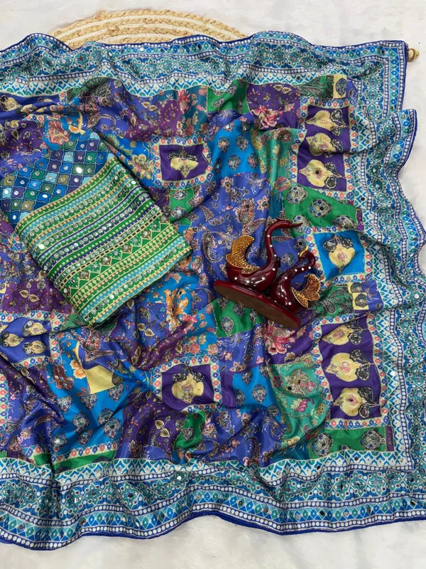 Soft_Chinnon_with_beautiful_print_and_Gold_Zari_work_and_Hand_real_mirror_work