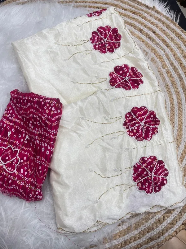 White_And_Pink_Very_Soft_Nd_Elegant_Rich_Look_Chinnon_Silk_Saree