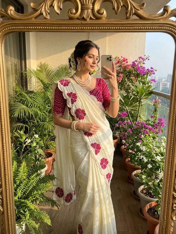 White_And_Pink_Very_Soft_Nd_Elegant_Rich_Look_Chinnon_Silk_Saree