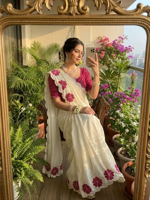 White_And_Pink_Very_Soft_Nd_Elegant_Rich_Look_Chinnon_Silk_Saree
