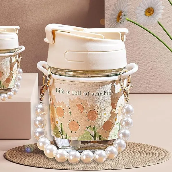 White_Clip-Lock_Floral_Print_Storage_Jar_With_Lid_And_Grey_Velvet_Lid_Jewelry_Organizer_Box_(Pack_Of_2)