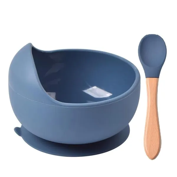 Blue_Silicone_Baby_Feeding_Bowl_With_Wooden_Spoon_Set