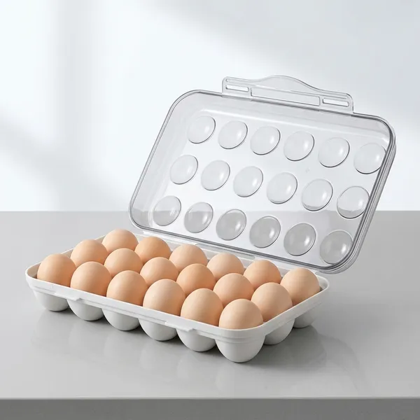 White_Plastic_Transparent_Lid_Egg_Storage_Container