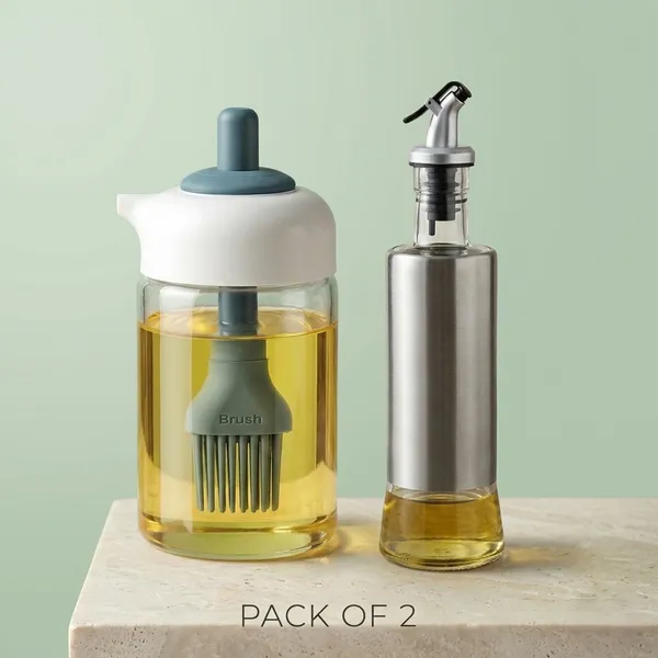 Silver_And_Transparent_Stainless_Steel_Base_Oil_Dispenser_Bottle_With_Pourer_(Pack_Of_2)